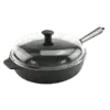 Cast Iron Saute Pan 28cm Stainless Steel Handle with Glas Lid