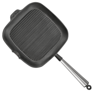 Cast Iron Grill Pan Square 28cm Stainless Steel Handle