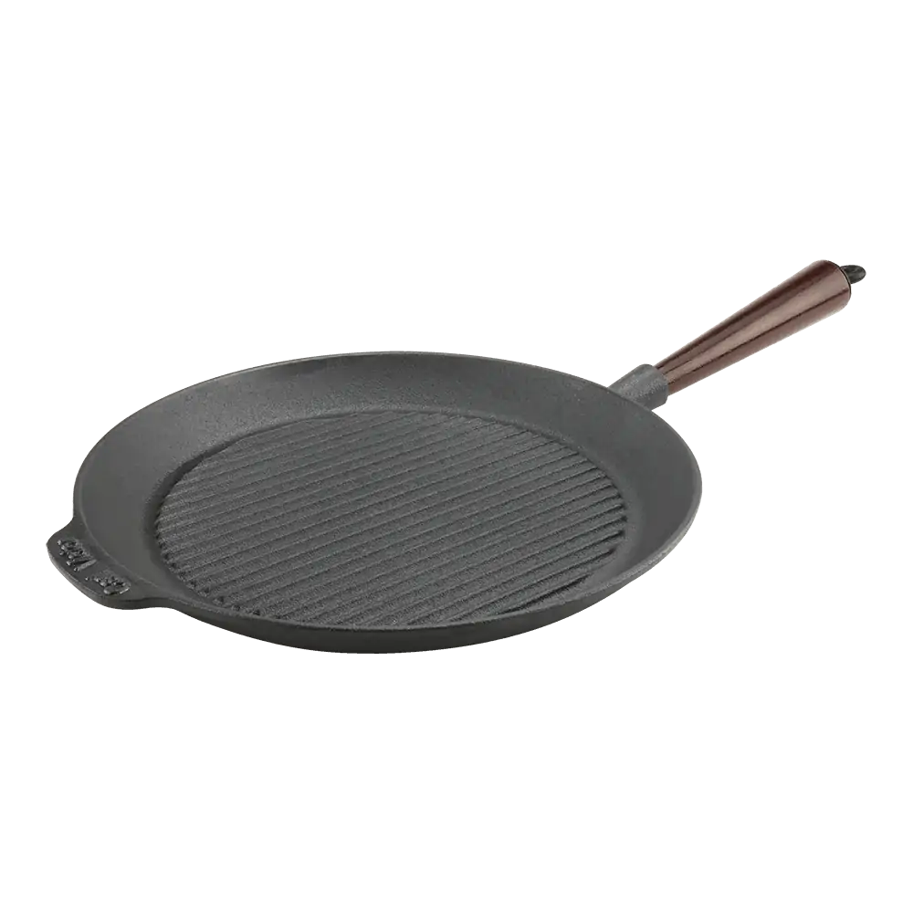 Cast Iron Grill Pan Wooden Handle